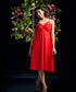 Midi Tiered Chiffon Pleated Vneck  Dress